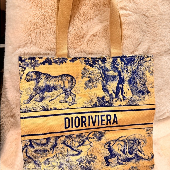 Christian Dior STRAW DiorRiviera tote blue NEW - Picture 3 of 15